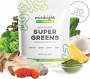 mentalright Super Greens Powder - Soutient le bien-être quotidien et la clarté mentale - Bio Green Powder Superfood - Alcalizing Bio Superfood Greens Blend - 1 comte - 30 jours d'approvisionnement