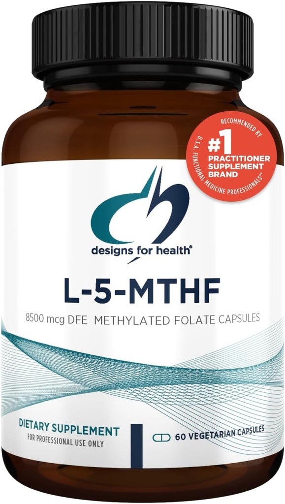 Conceptions pour la santé L 5-MTHF - Supplément de méthylfolate Quatrefolic L 5mg (8500 DFE) - Supplément de folate méthylé pour les femmes et les hommes - soutient la méthylation - Non-OGM, sans gluten (60 capsules)