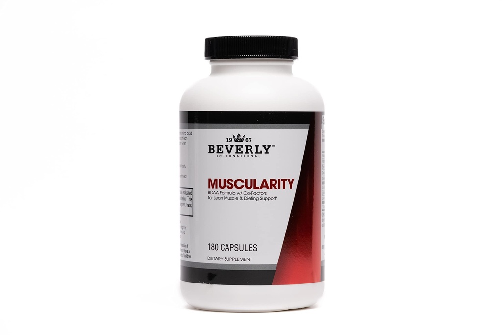 Beverly International Muscularity Specialty BCAA Formula, 180 Capsules. Acides aminés à chaîne ramifiée + Picolinate de chrome, B6-B12. Améliore le métabolisme énergétique - Récupération musculaire - Garde musculaire.