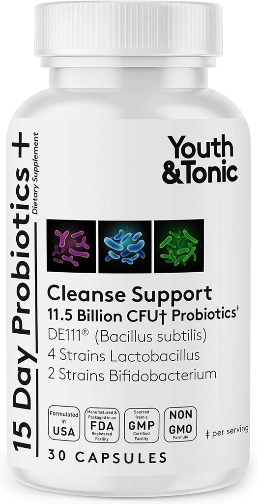 Supplément probiotique pour 15 jours de nettoyage.Table garantie Probiotiques stables pour la santé digestive et colon pour équilibrer la flore de Gut.