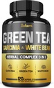 Green Tea Extract Pill EGCG 16000Mg per Serving with 12000Mg Green Tea, 2000Mg Garcinia Cambogia & 2000Mg White Kidney Bean - Support Body Balance, Heart & Immune Health - 120 Capsules 2 Month Supply
