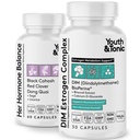 Youth & Tonic Ménopause & PMS Support for Women Through Balanced Estrogen Metabolism – 90 pilules avec DIM Black Cohosh Red Clover Dong Quai Soy Isoflavones