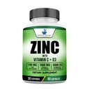 Suppléments standard américains Zinc 100mg, vitamine C 1000mg et vitamine D3 5000 UI (125mcg) par portion - sans gluten, sans OGM, 60 capsules, 30 portions