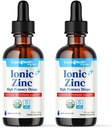 LIQUIDHEALTH USDA Bio Ionic Zinc High Potency Drops - Trace Mineral Liquid Vitamine Supplément pour adultes, enfants - Immune et soutien digestif, santé de la peau et des plaies - USA Made, Vegan, Non-OGM (2 Pack)