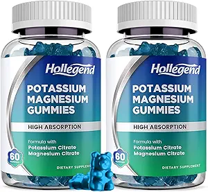 Gommies de magnésium de potassium, Citrate de potassium à forte absorption 99mg Citrate de magnésium 180mg, Suppléments gommy à croquer pour les crampes et les muscles des jambes, 120 Nombre