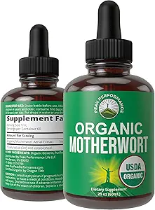 USDA Organic Motherwort Aerial Extract Liquid Drops. Vegan Herbal Supplement, Zero Sugar, Promotes Calm, Relaxation, Menstrual Relief and Endocrine Health. Motherwort Herb Tincture For Women and Men