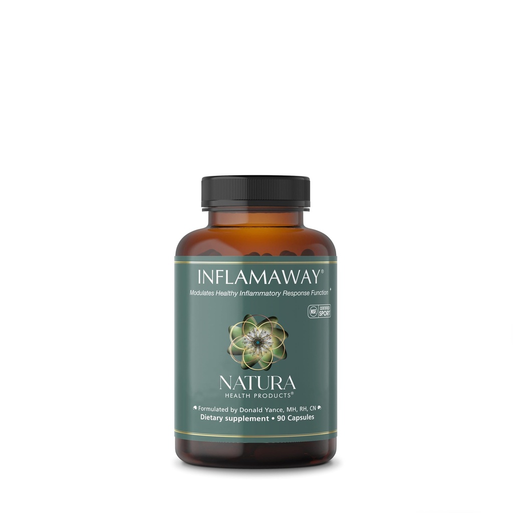 Produits de santé Natura Supplément InflamAway - Modifiez une réponse inflammatoire saine - avec Boswellia Serrata, Bromelain, Ginger, Black Pepper (BioPerine) et Skullcap chinois (90 capsules)