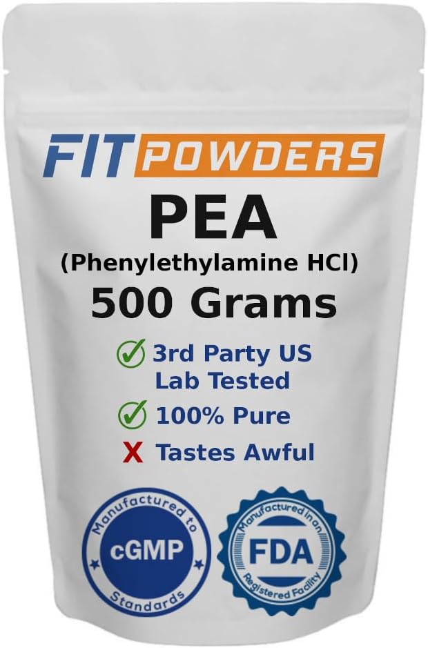 Beta Phenylethylamine HCl Pea Powder (Phenethylamine), Phenylethylamine Powder for Serotonin, Dopamine, and Energy Boost