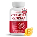 Vitamine B Complexe Vitamine B1, B2, 6,9,12 Niacine, avec vitamine C - Soutenir la santé du cerveau, les niveaux d'énergie, la peau, les cheveux et les ongles