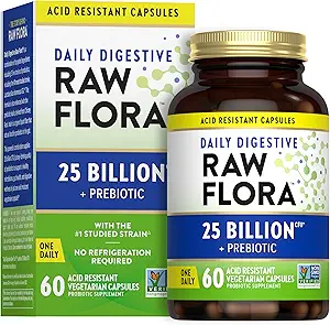 Nature's Truth Raw Flora Probiotic with Prebiotics | 25 Billion CFU | Daily Digestive Capsules | Vegetarian & Gluten Free Supplement for Men and Women