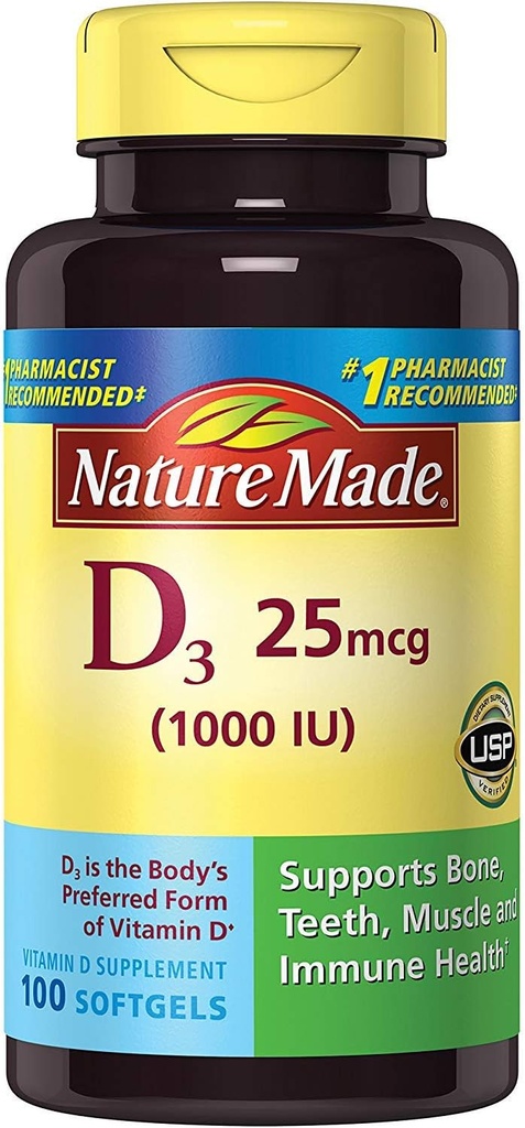 Nature Made Vit D-3 1000Iu, 100 CT (Pack of 3)