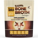 Solo Bone Broth Protein Collagen Poudre à faible teneur en sodium, 16g Collagène hydrolysé de type I et III, pour peau saine, ongles, cheveux, articulations et digestion, herbe, 1 lb (Bag - Net Wt. 1 lb. Poudre)