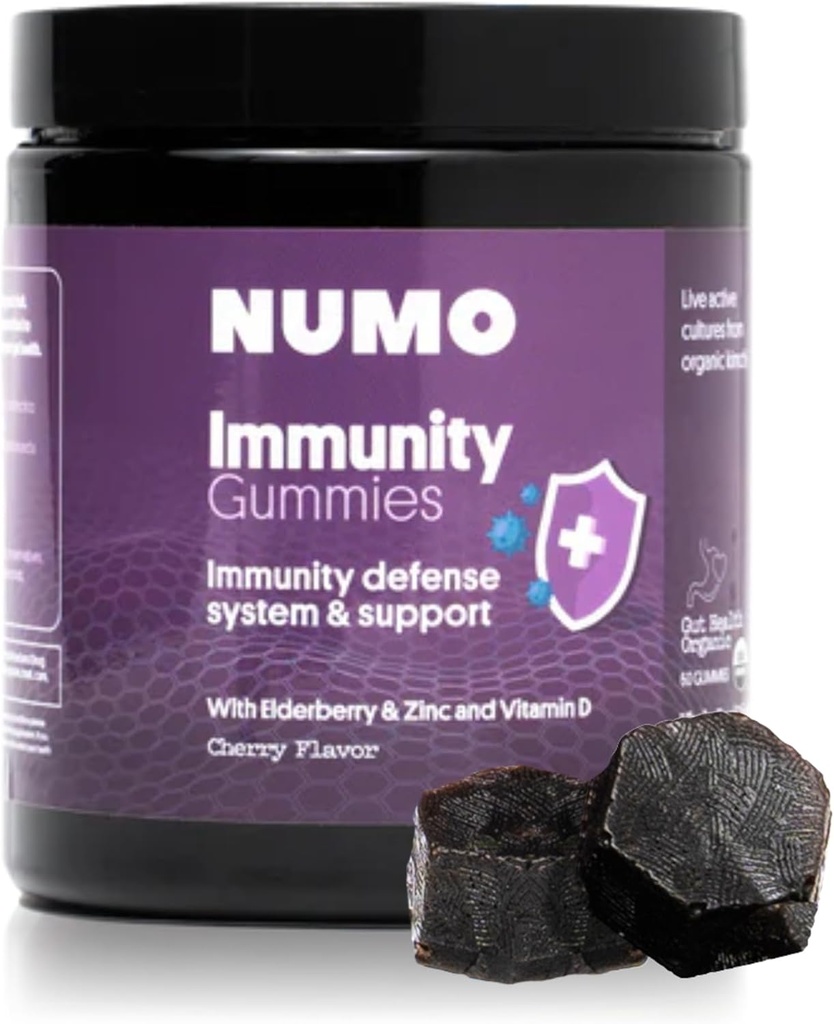 Numo Elderberry Gummies - Immune System Support with Antioxidants Supplement - Complete Formula with Sambucus Fruit, Vitamin D3, Zinc, Vitamin C, Probiotics - Organic, Vegan & Kosher - 60 Count
