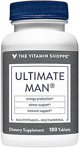 The Vitamin Shoppe Ultimate Man Multivitamin, High Potency Multi - Energy & Antioxidant Blend, Daily Multi-Mineral Supplement for Optimal Men's Health, Gluten & Dairy Free (180 Tablets)