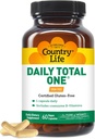 Country Life Daily Total One Multivitamine, sans fer Une fois par jour Multivitamine et complexe multiminéral, vitamines A, C, D, y compris Coenzyme B-Vitamines, soutient le métabolisme énergétique, 60 capsules végétaliennes