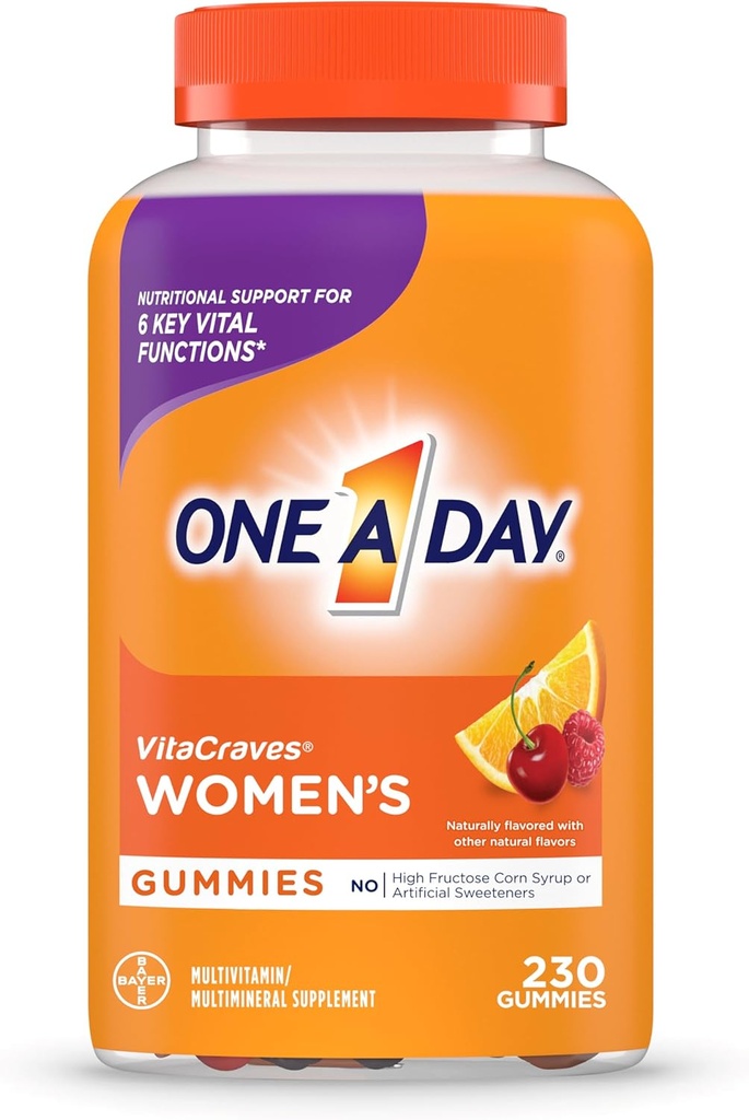 One A Day Women’s Multivitamin Gummies, Multivitamin For Women with Vitamin A, C, E, Vitamin D and Zinc for Immune Health Support, 230 count
