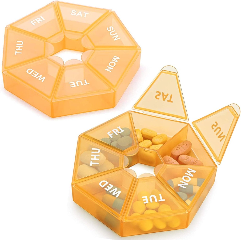 2PCS Weekly Pill Organizer Large 7 Day Pill Box Organizer Daily Medicine Case for Vitamine Fish Oil Pills Suppléments Arthrite Friendly