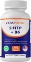 Vitamatic 5-HTP 200mg avec B6 5mg par portion - 240 Capsules végétariennes (5-Hydroxytryptophane) - (extrait de graines de Griffonia Simplicifolia)