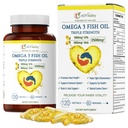 Omega 3 Triple Strength EPA Supplément DHA - 2500mg Huile de poisson sans Burpless au citron - Haute puissance 900mg EPA 600mg DHA soutient la circulation, le cerveau, le coeur, les yeux, la peau, les os et les articulations - 120 Softgels
