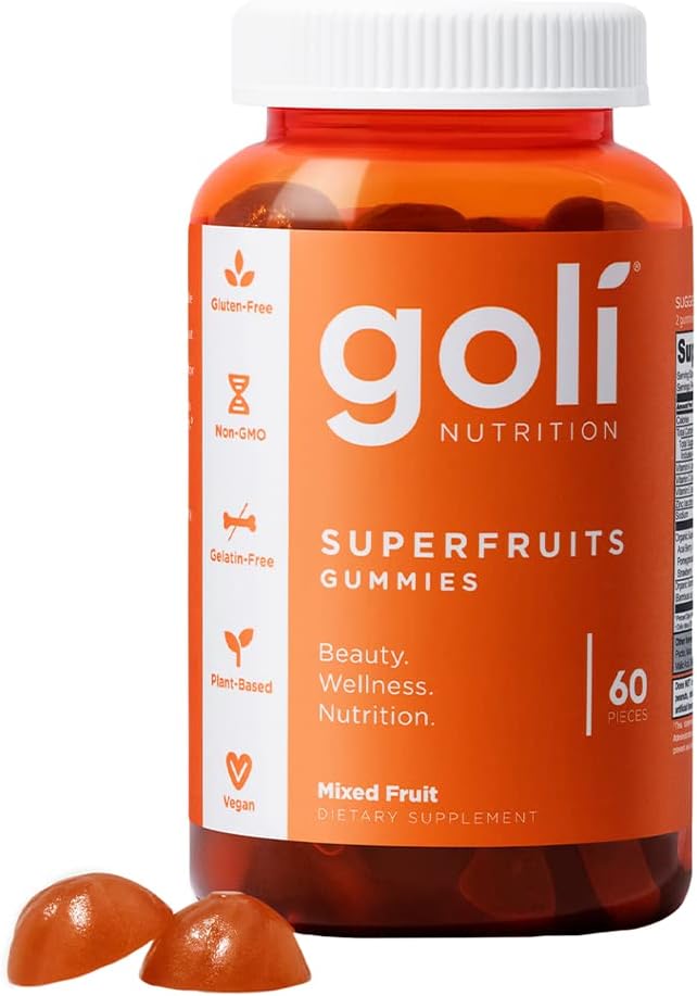 Goli complément nutritionnel, superfruits de beauté vitamine Gummy - 60 Compte - Collagène-Promotion Ingrédients - Fruits mélangés, végétaliens, végétaux, non OGM, sans gluten et sans gélatine