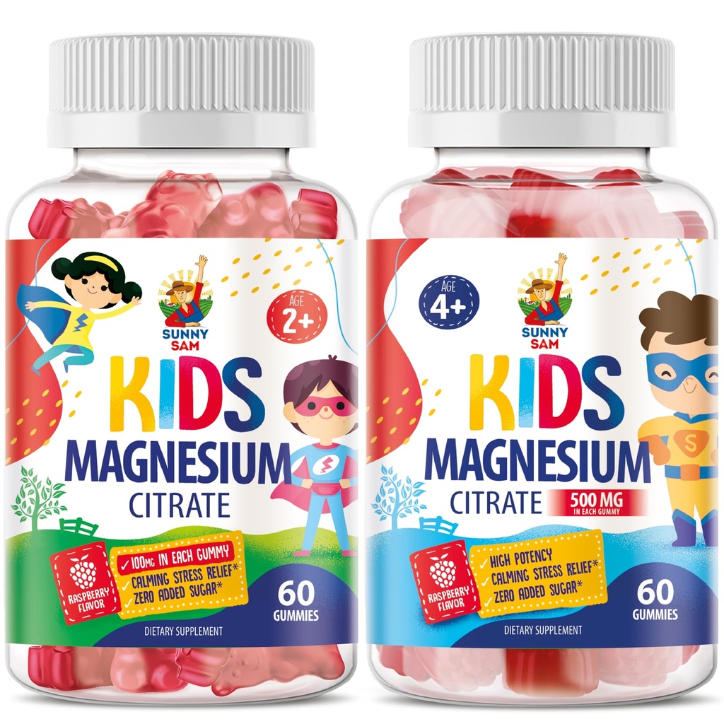 Gummies Magnésium pour les enfants et les adultes - Calme Magnésium Chews - Supplément à croquer Magnésium Citrate pour l'humeur et le soutien musculaire