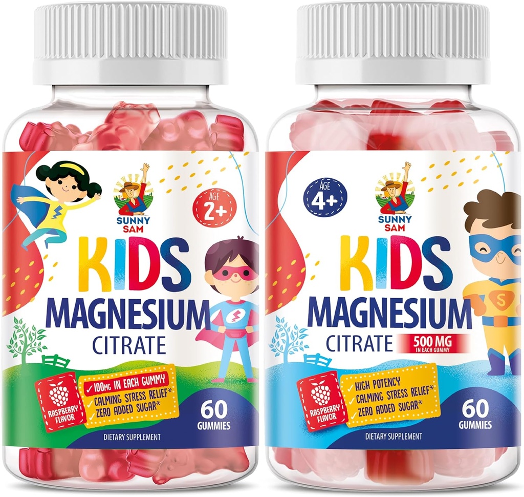 Gummies Magnésium pour les enfants et les adultes - Calme Magnésium Chews - Supplément à croquer Magnésium Citrate pour l'humeur et le soutien musculaire
