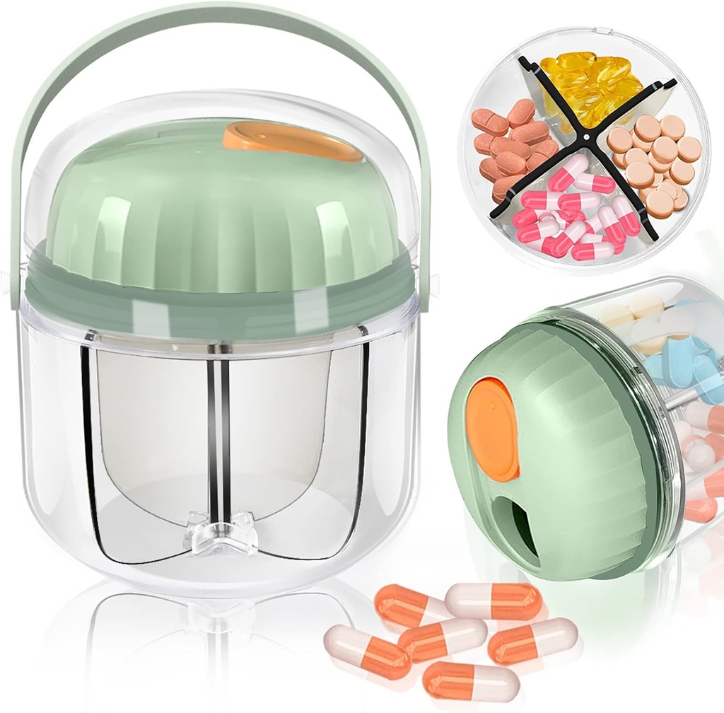 Portable Pill Box, GloDeals Weekly Pill Organizer 7 jours de médecine de voyage Organisateur NO-BPA Preuve d'humidité Contenant de médecine portable pour les vitamines, huiles de poisson, suppléments (vert)