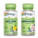 SOLARAY Mullein Leaf 330 mg et Marshmallow Root 480 mg - Wellness Bundle - Herbes haute en fibre soluble de mucilage pour le soutien apaisant - Vegan, non-OGM, laboratoire vérifié, garantie de 60 jours, 200/100 VegCaps