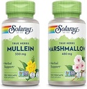 SOLARAY Mullein Leaf 330 mg et Marshmallow Root 480 mg - Wellness Bundle - Herbes haute en fibre soluble de mucilage pour le soutien apaisant - Vegan, non-OGM, laboratoire vérifié, garantie de 60 jours, 200/100 VegCaps