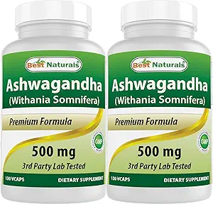 Meilleur extrait naturel Ashwagandha 500 Mg 120 Capsules (paquet de 2)