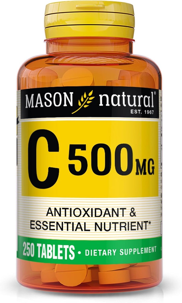 MASON Vitamine naturelle C 500 mg - Soutient un système immunitaire sain, un antioxydant et un nutriment essentiel, 250 comprimés