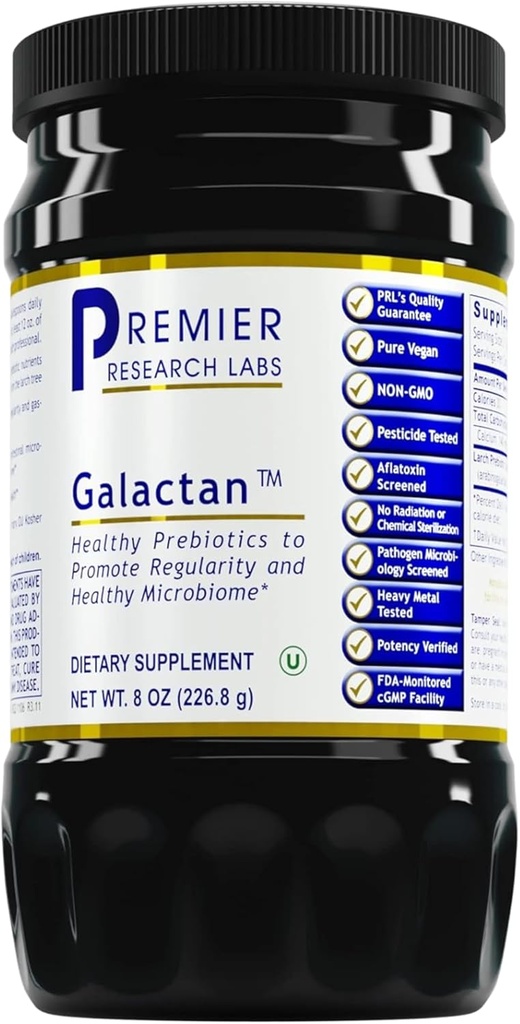 Premier laboratoire de recherche Galactan - Larch Arabinogalactan poudre pour les hommes et les femmes, poudre de fibre prébiotique pour le microbiome de Gut sain, extrait de mélèze, calcium - 8 oz