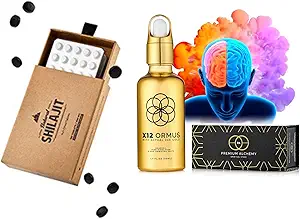 Concentré d'or monoatomique Ormus (HIGH Potency x12) - 1,7 fl. oz (50 ml) & SHILAJIT naturel Comprimés - 120 Comte, séché au soleil 100% pur Shilajit pour hommes et femmes