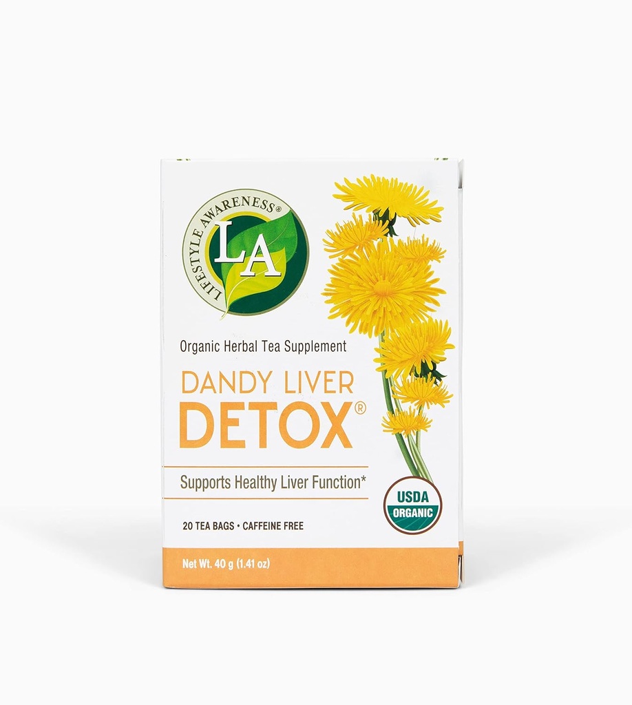 Thés de sensibilisation au mode de vie, caféine gratuit Dandy foie Detox Tea, 20 Comte