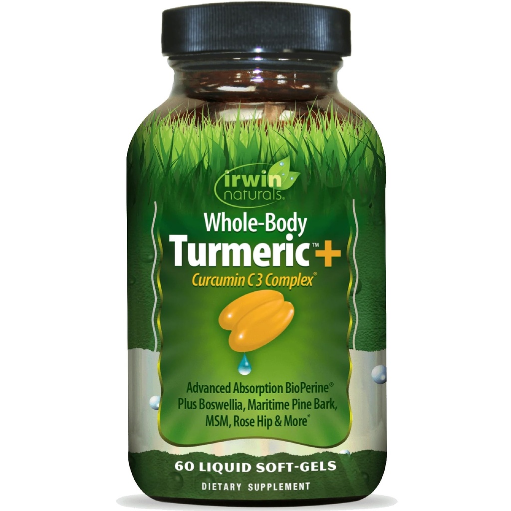 Irwin Naturals Turmeric+ - 60 softgels liquides - Absorption améliorée du complexe BioPerine - 30 portions totales
