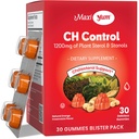 Maxi Health Cholestérol Gommies pour adultes – Suppléments de stérols et de Stanols de 1200mg – Suppléments de cholestérol santé sans casher et sans gluten – Gommies à saveur orange (30 comtes)