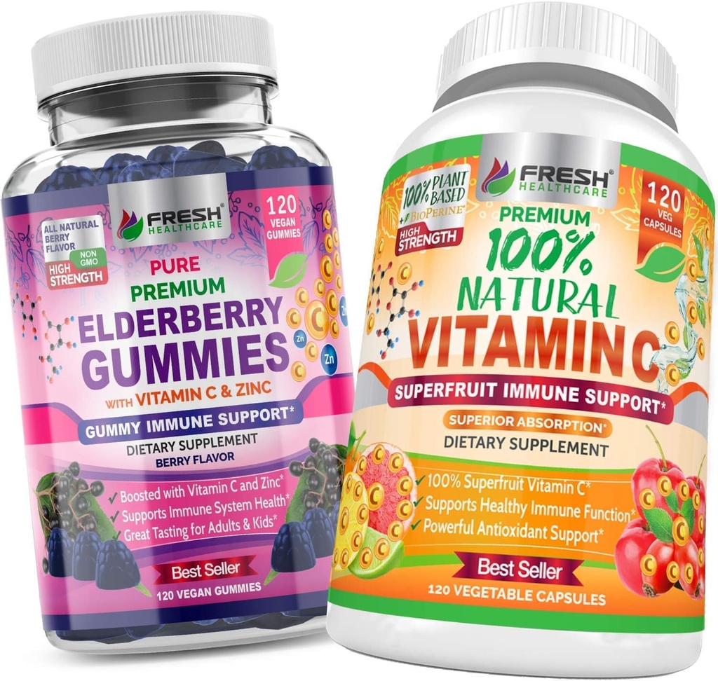 Elderberry Gummies and Natural Vitamin C - Bundle
