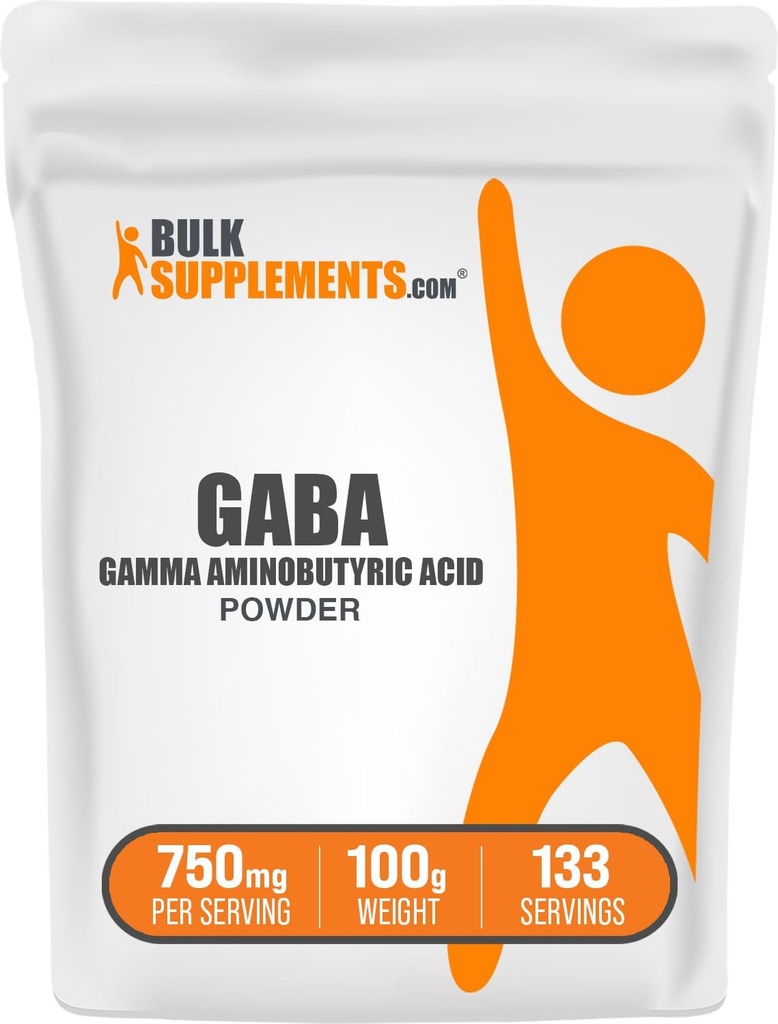 BulkSupplements.com GABA Powder - Gamma Aminobutyric Acid, GABA Supplement, Amino Acid Supplement - Gluten Free, 750mg per Serving, 100g (3.5 oz) (Pack of 1)
