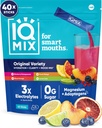 IQMIX Poudre d'électrolyte d'hydratation – Formule 4-en-1 pour l'hydratation, la clarté mentale, l'humeur et la récupération – Mélange de boissons sans sucre, Kéto, Magnésium L-Thréonate, Mane de Lion – Paquet de 40 variétés de dénombrement