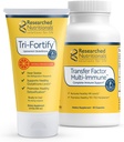 Researched Nutritionals Liposomal Glutathione (450mg) + Colostrum & Mushrooms Supplement for Immune Support - Enhanced Immunity Duo - Tri-Fortify Orange + Transfer Factor Multi-Immune (2 Piece Set)