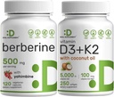 SUPPLÉMENT DE DÉAL Vitamine D3 5000iu + K2 softgels 100mcg et supplément berbère avec groupe de Yohimbine – Vitamines essentielles du soleil – Formes de chlorhydrate de chlorhydrate de haute absorption
