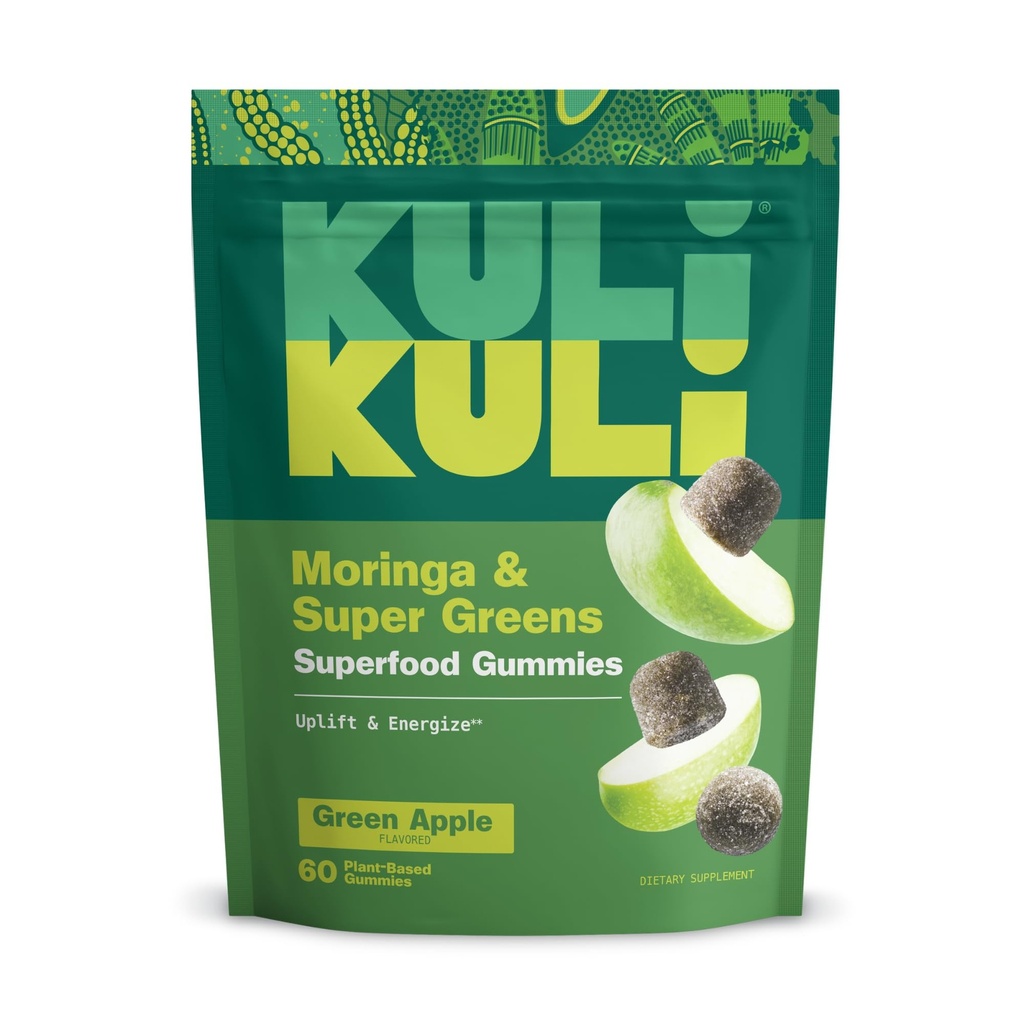 Kuli Kuli Super Energy Gummies - Suppléments énergétiques avec Moringa, Booster d'énergie naturelle sans caféine - 60 GMO non sans gluten