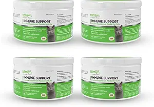 Tomlyn Immune Support Supplément L-Lysine quotidien, Poudre Lysine aromatisée pour les chats et les chatons, 4 Pack