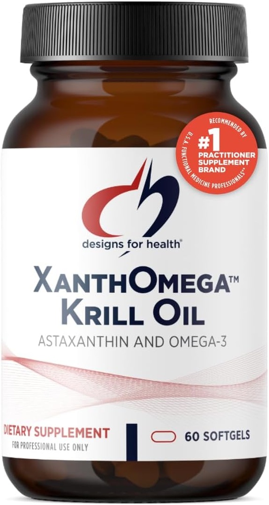 Conceptions pour la santé XanthOmega - Huile de Krill avec 12mg Astaxanthine - Antioxydant, Phospholipides + EPA/DHA Omega 3 - Supplément santé cardiovasculaire, peau + yeux (60 Softgels)
