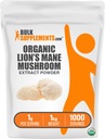 BulkSupplements.com Poudre d'extrait de champignons de lion biologique - Poudre de supplément de la mane de lions, Extrait de la mane de lion - Supplément de champignons, 1000mg par portion, 5kg (11 lbs) (paquet de 5)