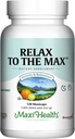 Maxi Health - Relax to the Max Stress Relief Formula (120 Count) Capsules de soulagement de l'humeur avec vitamine C, calcium, L-Theanine, L-Taurine & Amino Acides - Tous les suppléments naturels de calmant et de relaxation