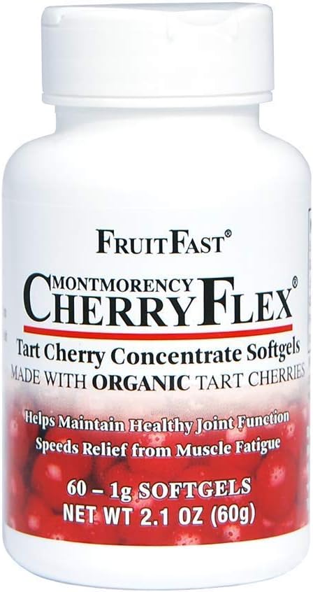 FruitFlex supplément concentré de cerise rouge 100% Tart bio - Softgel à croquer - 60 Compte - Non-OGM et sans gluten - favorise une fonction articulaire saine*