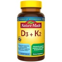 Nature faite de vitamine D3 K2 Supplément, 5000 UI (125 mcg) Vitamine D pour os, dents, muscles et crèmes, 30 D3 et K2 Softgels, 30 jours d'approvisionnement