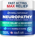 OWELL NATURALS Neuropathy Cream Extra Strength Nerve Relief Cream pour pied, mains, jambes, orteils avec Arnica, vitamine B6, Aloe Vera, MSM - Fabriqué aux États-Unis