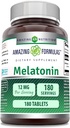 Formules étonnantes Melatonin Supplément de la mélatonine à volonté 12 Mg par portion 180 Comprimés non-OGM